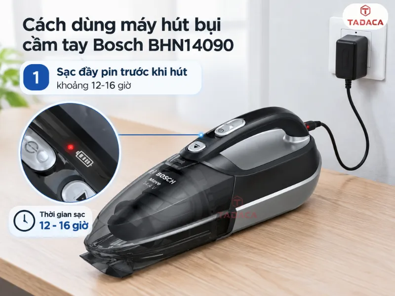 Sạc đầy pin trước khi hút