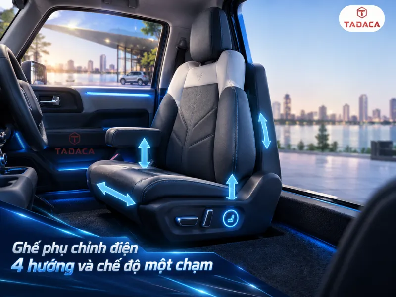 Nâng ghế lái VF3 bằng cơ cấu chỉnh điện 6 hướng