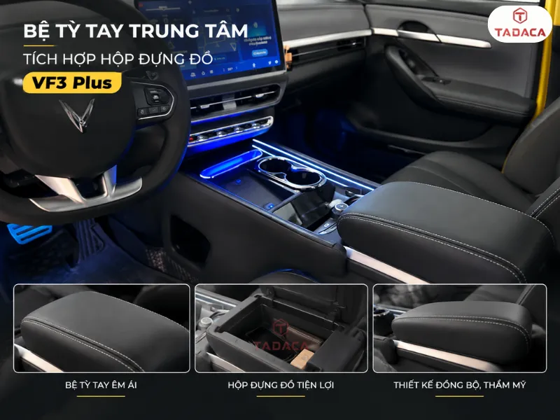 Bệ tỳ tay trung tâm tích hợp hộp đựng đồ