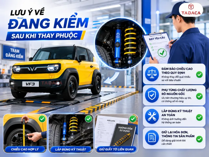 Lưu ý về đăng kiểm sau khi thay phuộc
