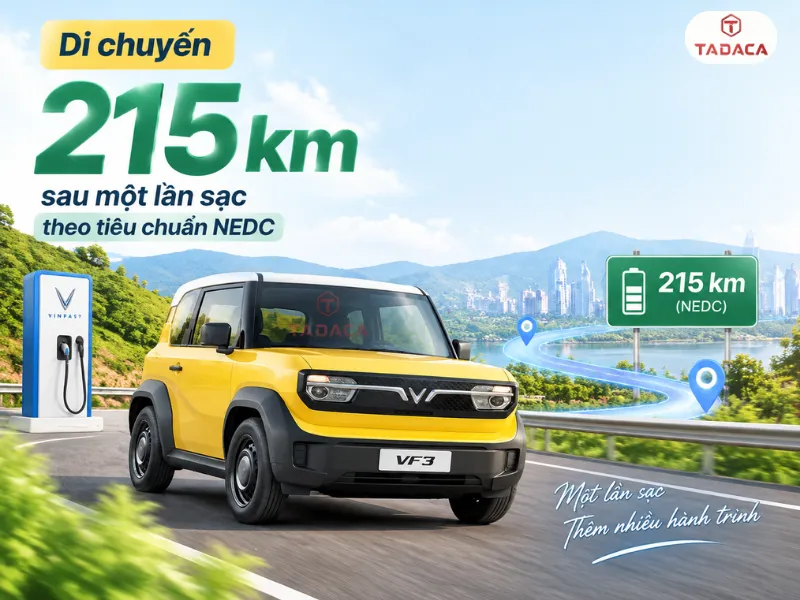 Quãng đường công bố đạt 215 km mỗi lần sạc 
