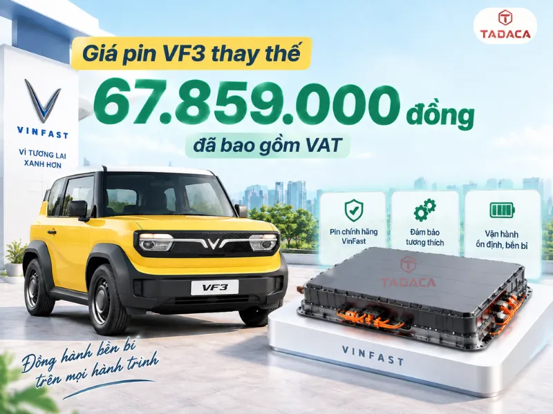 Giá pin VF3 thay thế là 67.859.000 đồng 