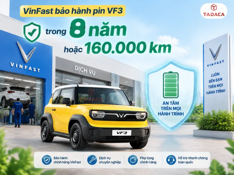 Bảo hành pin VF3 trong 8 năm hoặc 160.000 km 
