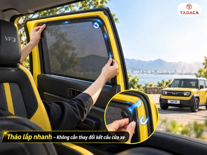 khả năng tháo lắp rèm che nắng vf3 nhanh