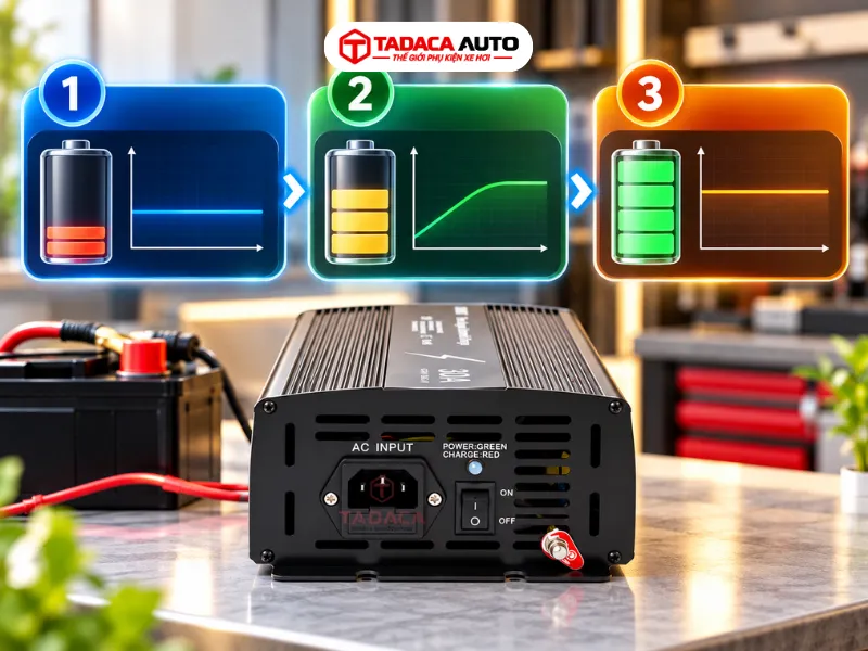 Công nghệ sạc 3 giai đoạn giúp kiểm soát quá trình nạp