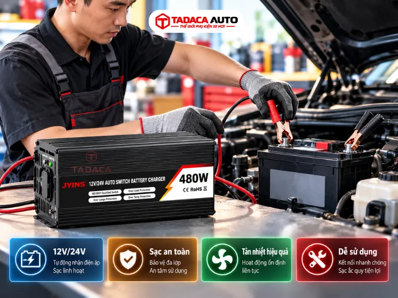 Cách sử dụng bộ sạc JYINS 12V/24V 480W