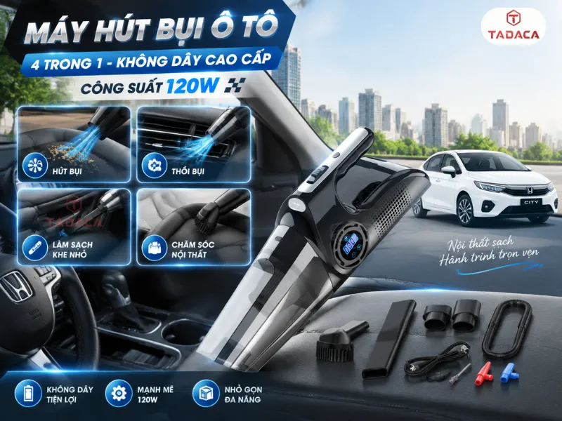 Máy Hút Bụi Ô Tô 4 Trong 1 Không Dây Cao Cấp