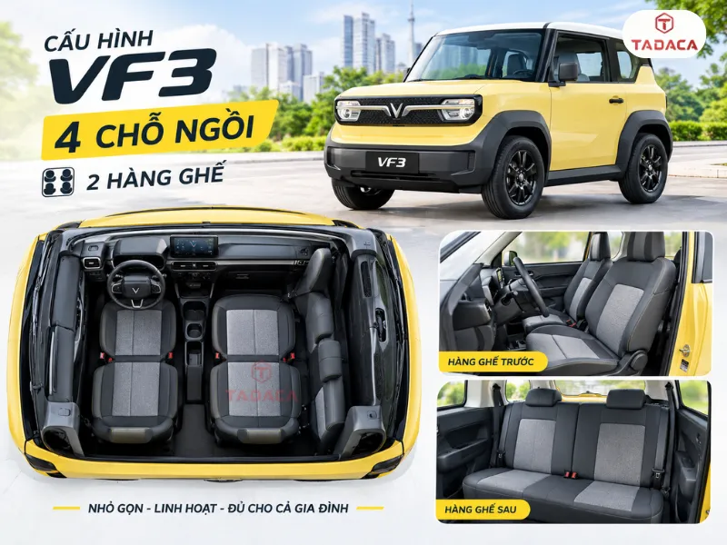 VF3 sử dụng cấu hình 4 chỗ với hai hàng ghế