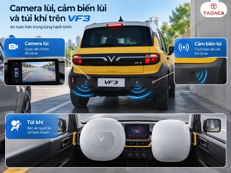 Camera lùi, cảm biến lùi và túi khí trên VF3