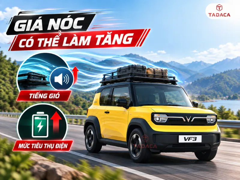 Giá nóc có thể làm tăng tiếng gió và mức tiêu thụ điện