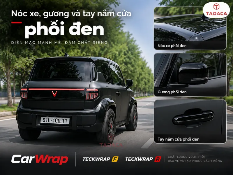 Nóc xe, gương và tay nắm cửa phối đen