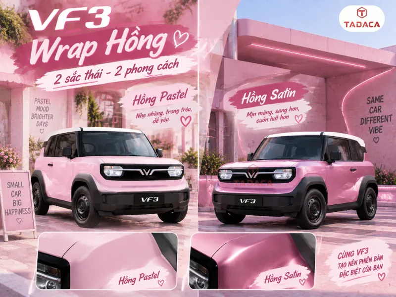 Wrap VF3 màu hồng pastel và hồng satin