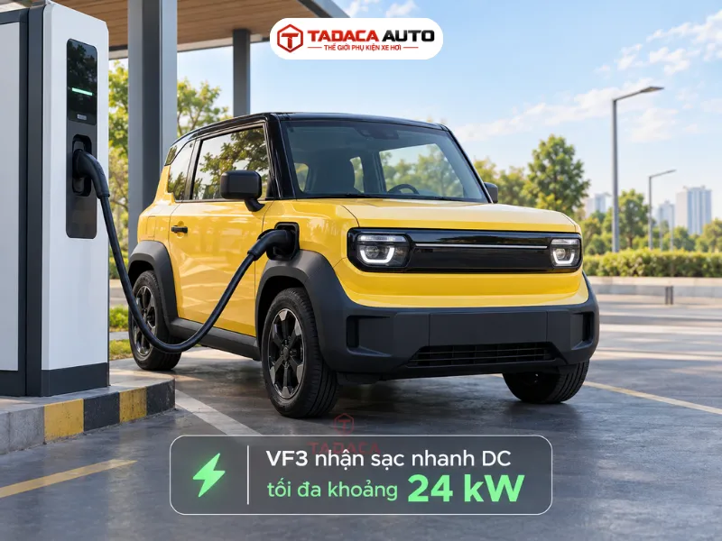 VF3 nhận sạc nhanh DC tối đa khoảng 24 kW