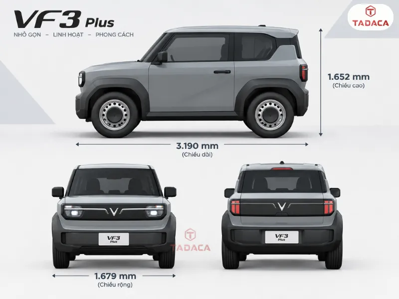 Màu xám làm rõ phong cách hình khối của VF3 Plus