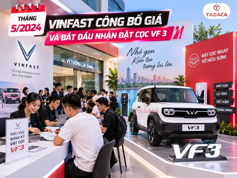 Tháng 5/2024 VinFast công bố giá và bắt đầu nhận đặt cọc VF 3 