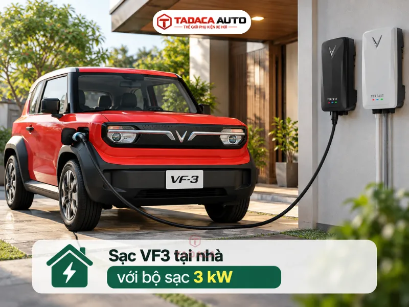 Sạc VF3 tại nhà với bộ sạc 3 kW