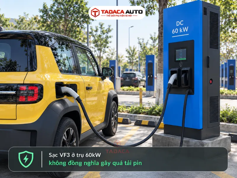Trụ 60kW không truyền toàn bộ 60kW vào pin VF3