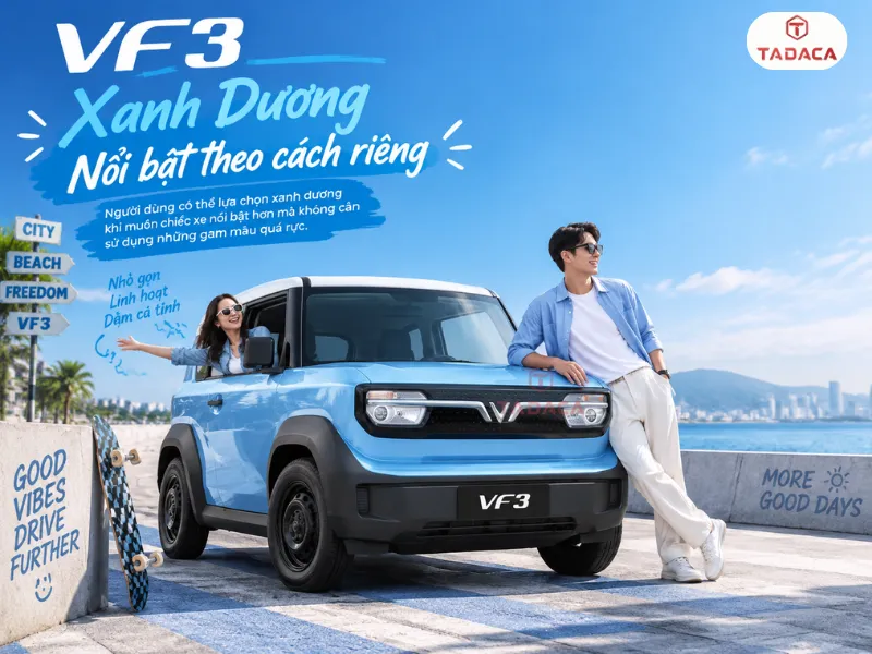 VF3 Sky Blue nóc trắng mang phong cách trẻ trung