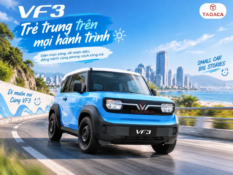 Tông xanh làm nổi bật kiểu dáng vuông vức của VF3