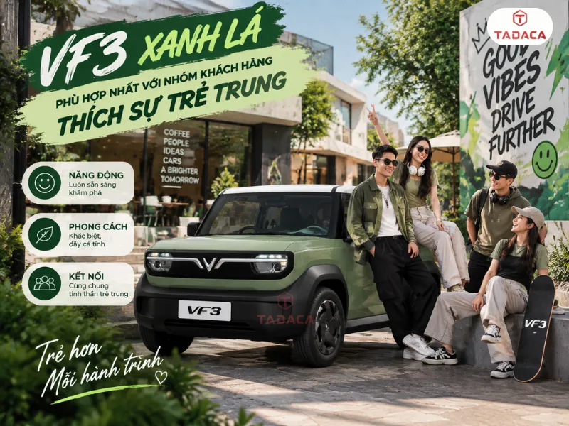 Phong cách phù hợp với VF3 màu xanh