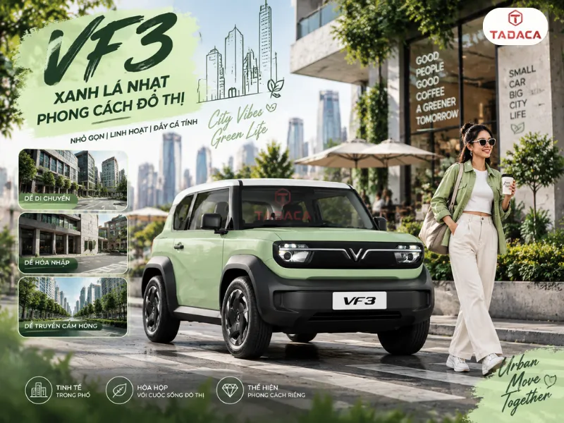 VF3 xanh lá nhạt thiên về phong cách đô thị