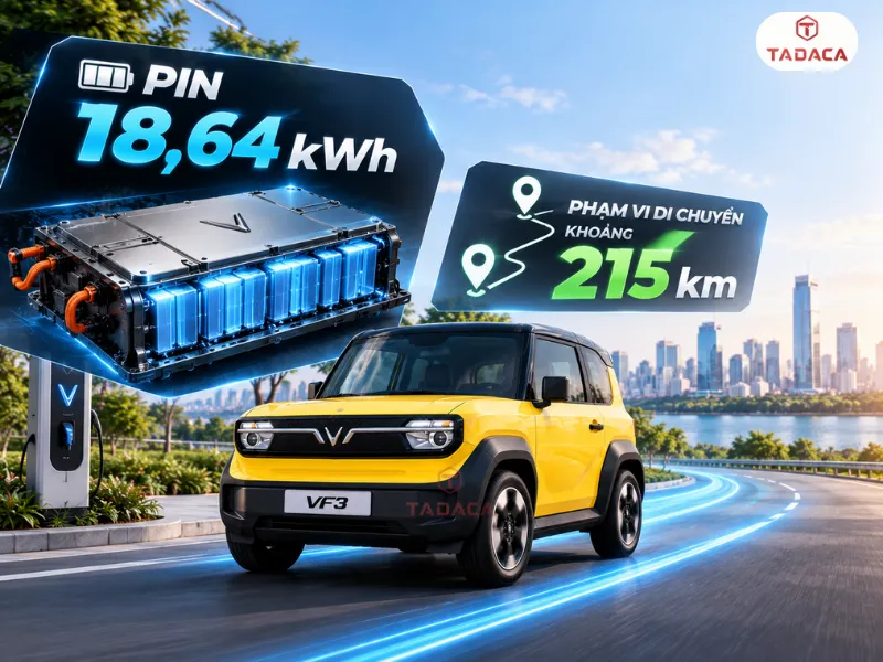 Pin 18,64 kWh và phạm vi di chuyển