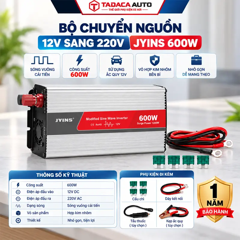 Thông tin và thông số bộ chuyển nguồn 12V sang 220V JYINS 600W