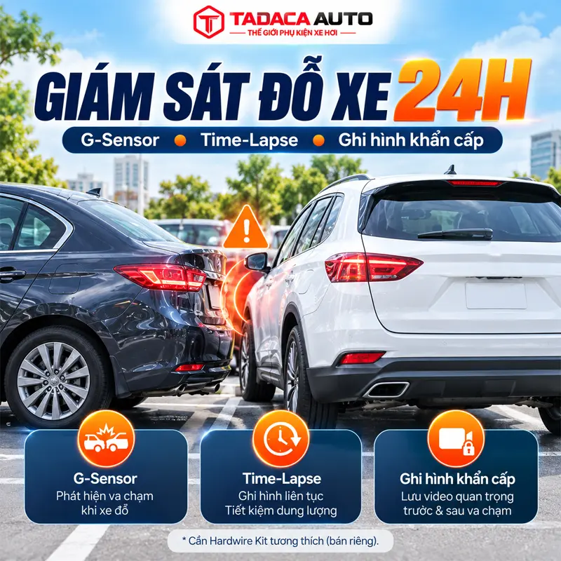 Giám sát đỗ xe 24 giờ và ghi hình khẩn cấp có bộ đệm