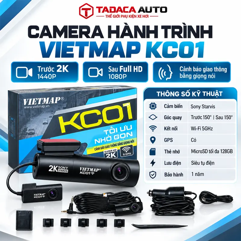 Thông số sản phẩm Camera hành trình Vietmap KC01 cao cấp