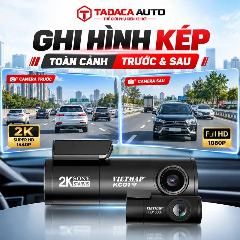 Ghi hình kép trước sau với độ phân giải 2K và Full HD
