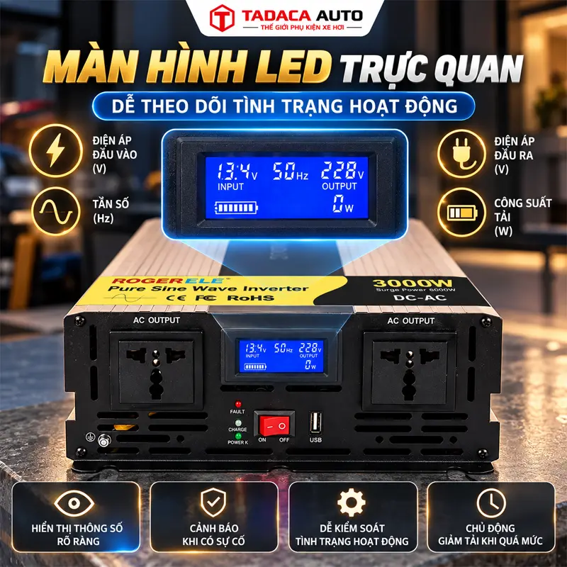 Màn hình LED trực quan, dễ theo dõi tình trạng hoạt động