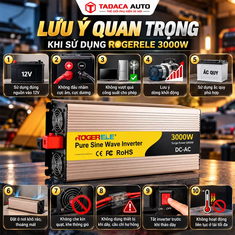 Những lưu ý quan trọng khi sử dụng Rogerele 3000W