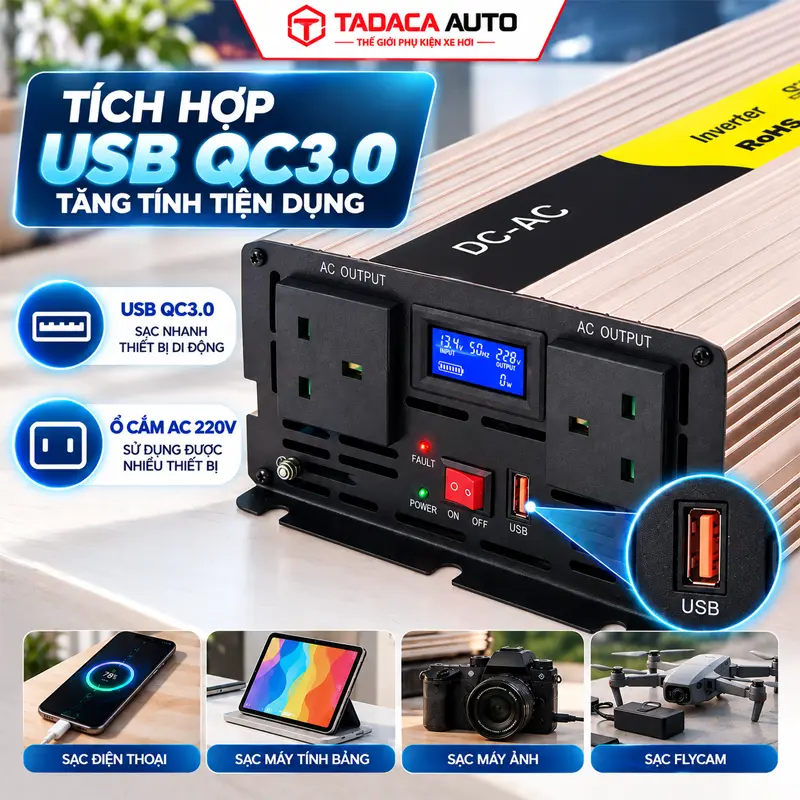 Tích hợp USB QC3.0, tăng tính tiện dụng trong sử dụng hàng ngày