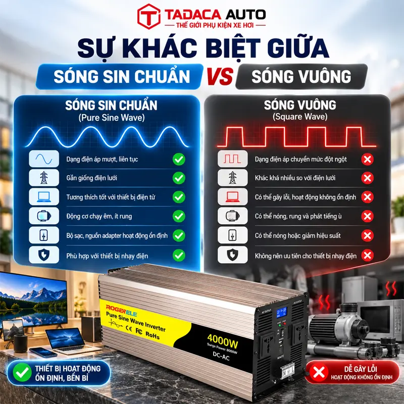 Sự khác biệt giữa sóng sin chuẩn và sóng vuông mà bạn nên biết khi sử dụng