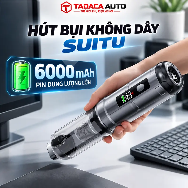 Dung lượng pin 6.000mAh, đáp ứng nhu cầu vệ sinh hằng ngày
