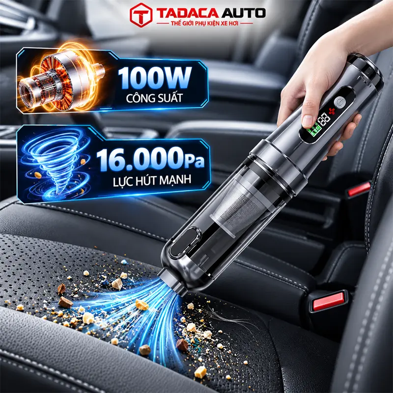 Công suất 100W, lực hút mạnh mẽ 16.000Pa