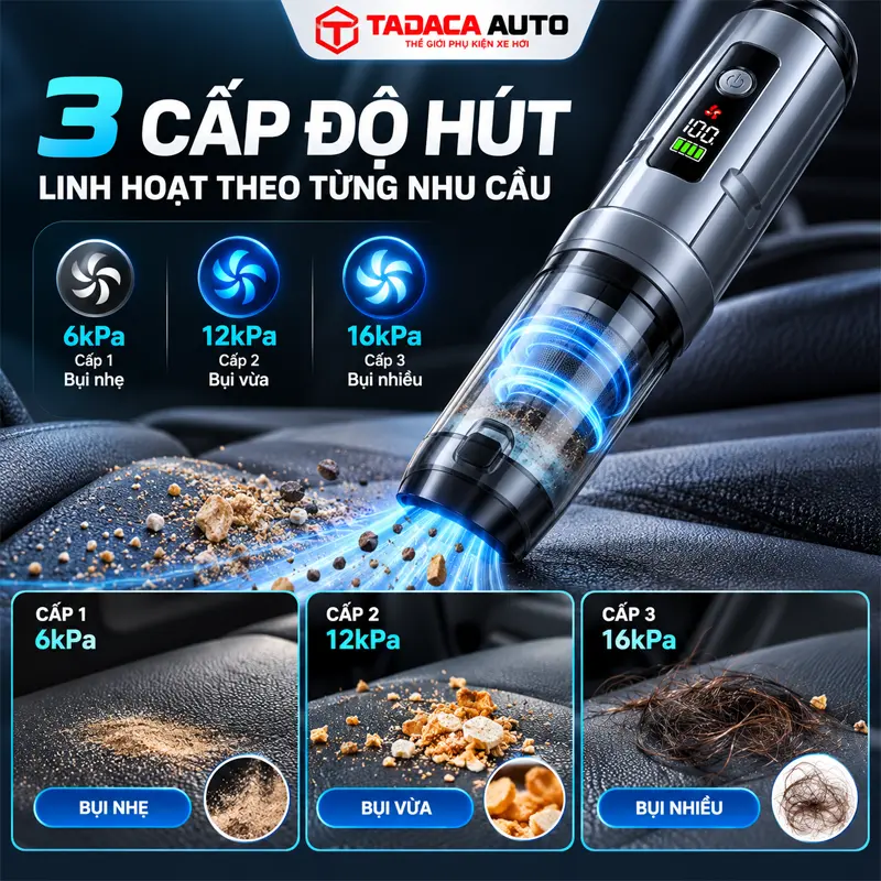 Ba cấp độ hút tùy chỉnh, linh hoạt theo từng nhu cầu