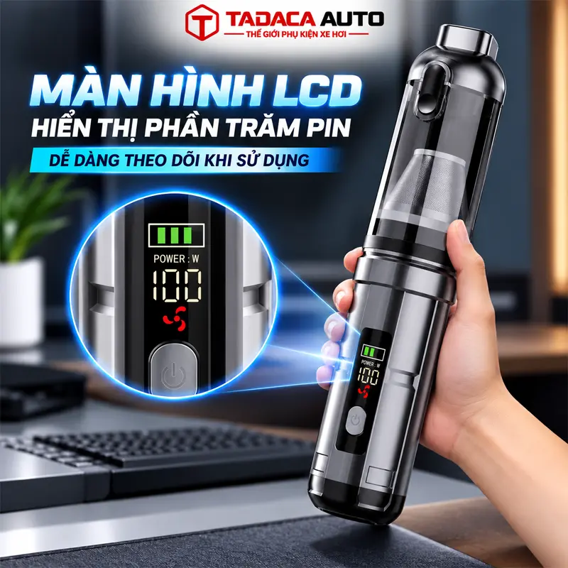 Màn hình LCD hiển thị phần trăm pin, dễ dàng theo dõi khi sử dụng