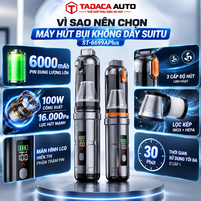 Vì sao nên lựa chọn máy hút bụi không dây Suitu ST-6699APlus?