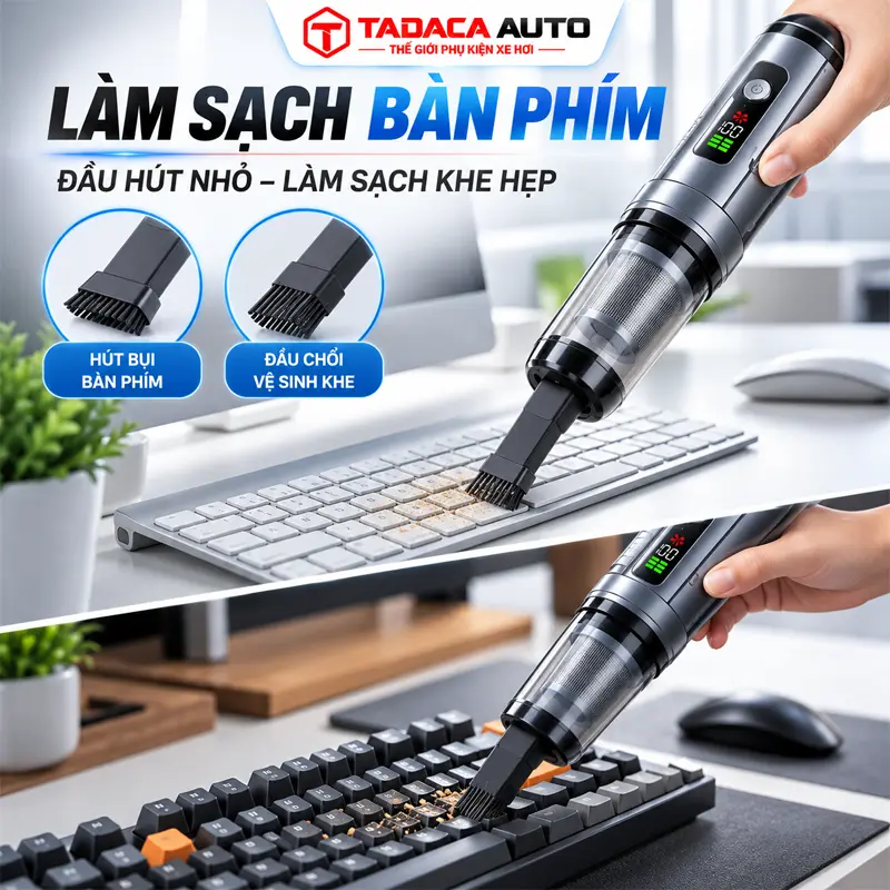 Thiết kế không dây nhỏ gọn, dễ dàng vệ sinh nội thất ô tô