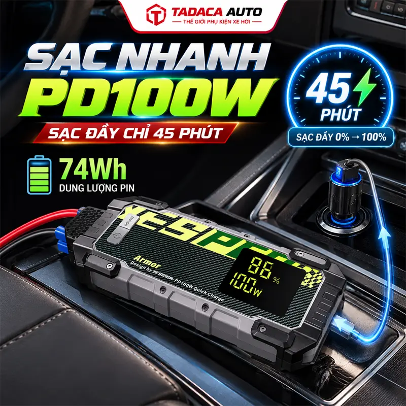 Pin 74Wh và sạc nhanh PD100W