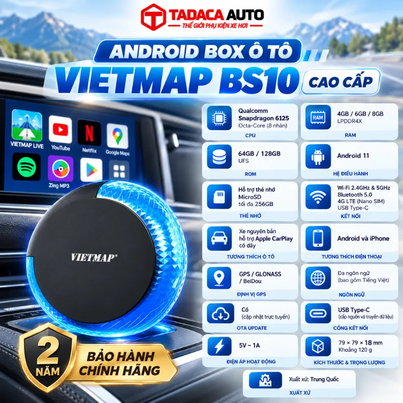 Thông tin sản phẩm Android Box ô tô Vietmap BS10 chính hãng