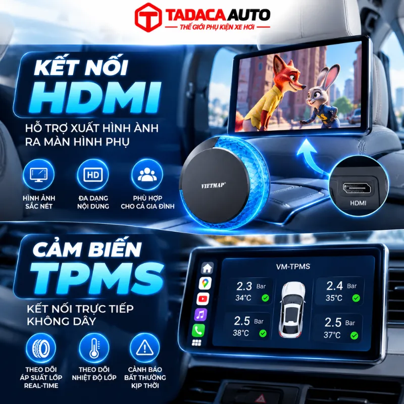 Kết nối HDMI và cảm biến áp suất lốp