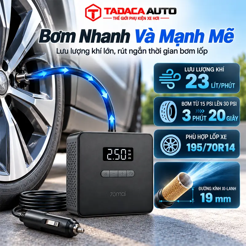 Khả năng bơm nhanh với lưu lượng khí 23 lít/phút