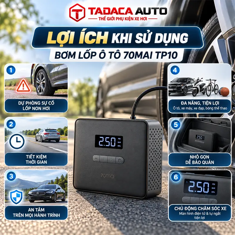 Lợi ích khi sử dụng bơm lốp ô tô 70mai TP10