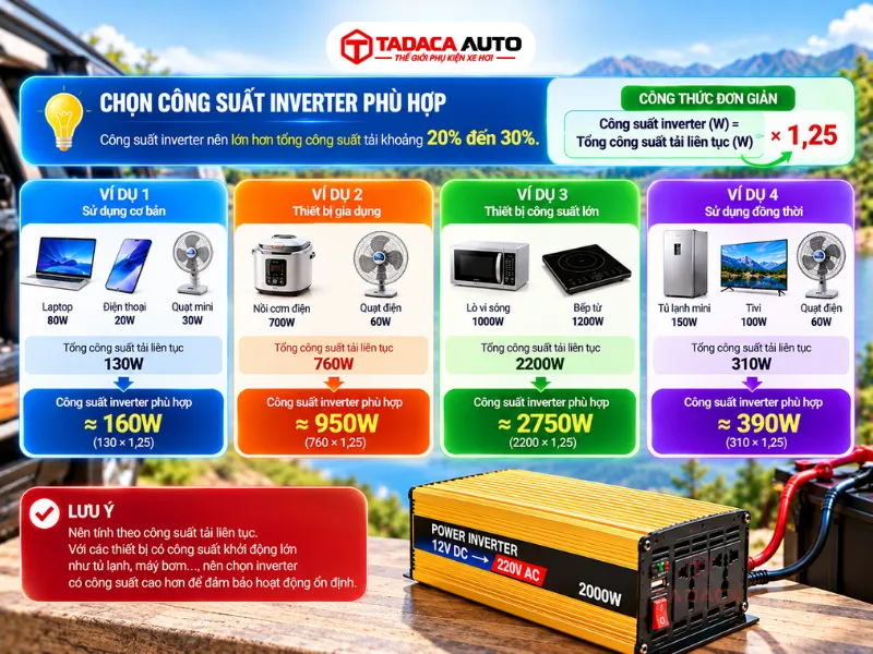 Chọn công suất inverter phù hợp