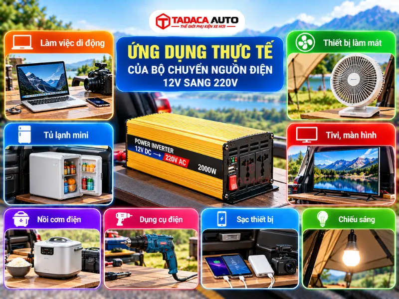 Ứng dụng thực tế của bộ chuyển nguồn điện 12V sang 220V