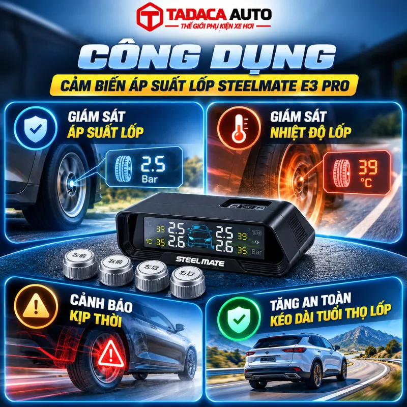 Công dụng của cảm biến áp suất lốp Steelmate E3 Pro
