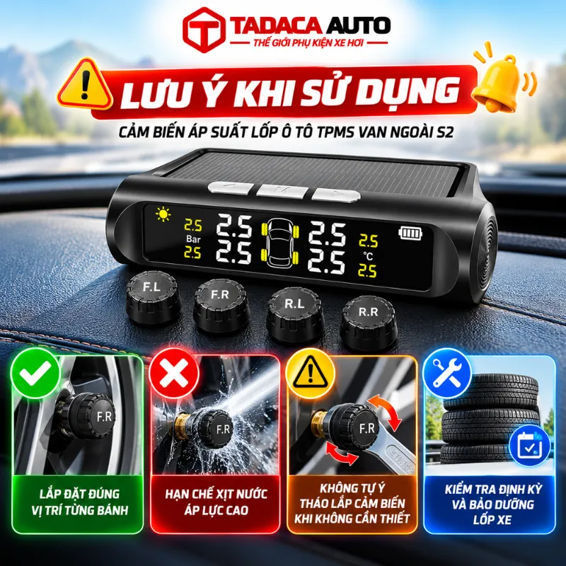 Lưu ý khi sử dụng cảm biến áp suất lốp ô tô TPMS van ngoài S2