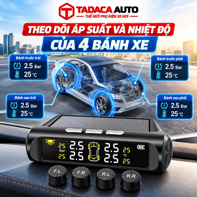 Theo dõi áp suất và nhiệt độ của 4 bánh xe